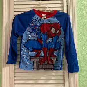 Marvel Kids Boys Spider-man Blue and Red Pajama Shirt Top Medium